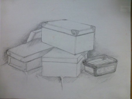 Crayon graphite , travail de perspectives 